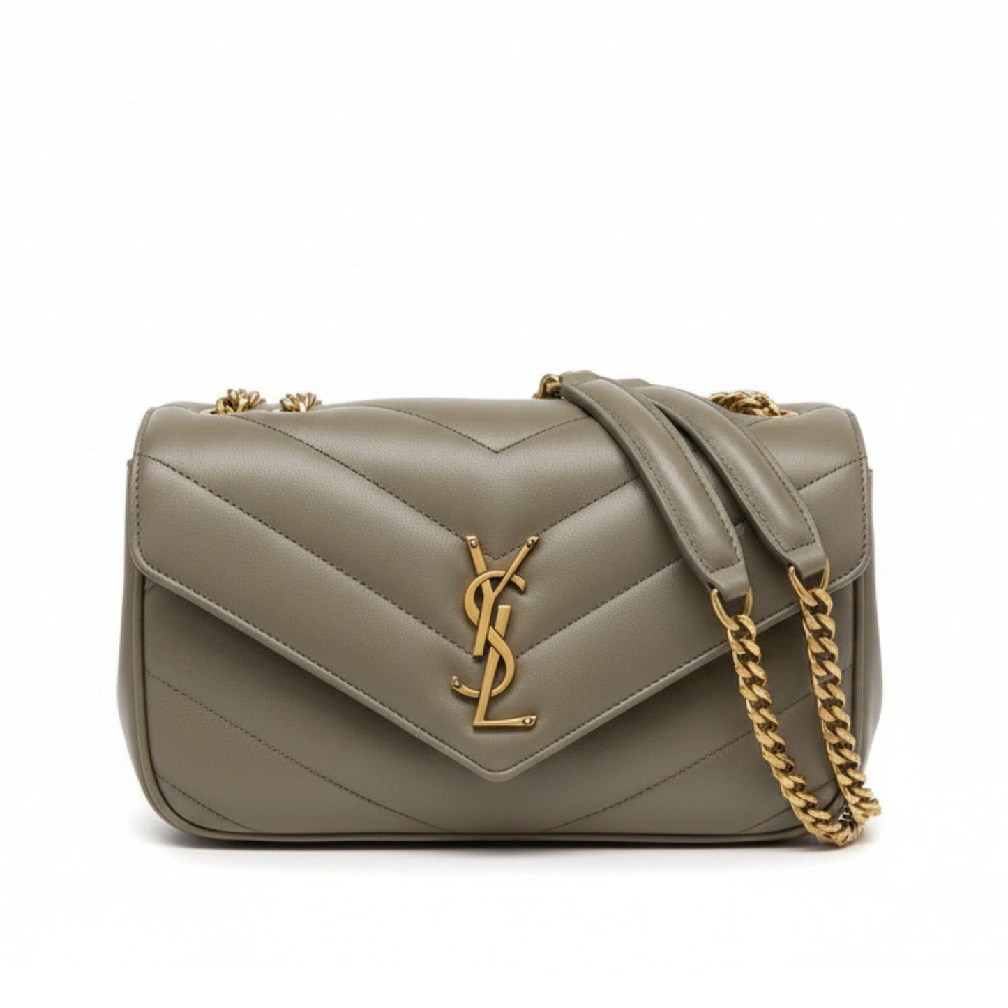 Loulou Toy Mini Chevron Quilted Leather Crossbody Bag Olive