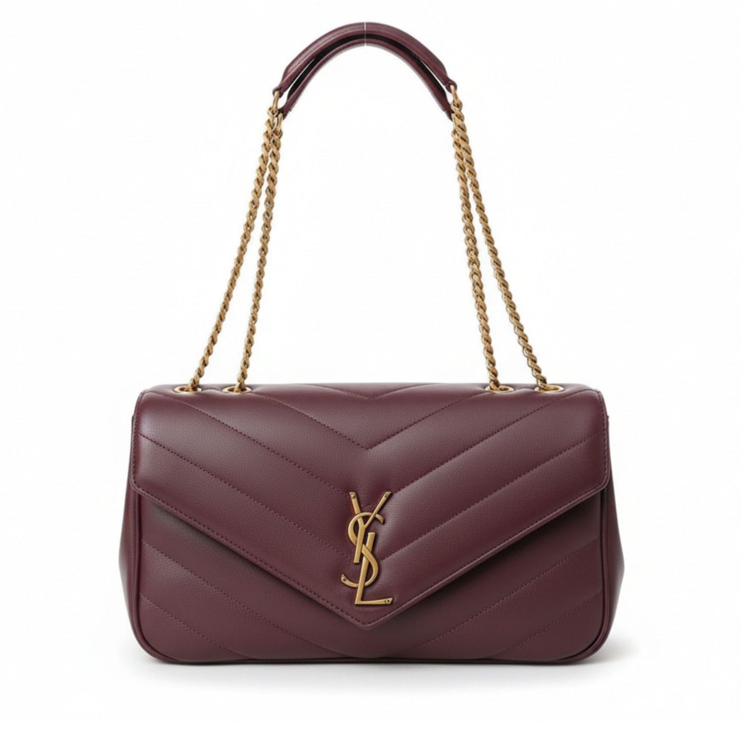 Loulou Mini Chevron Quilted Leather Shoulder Bag Burgundy