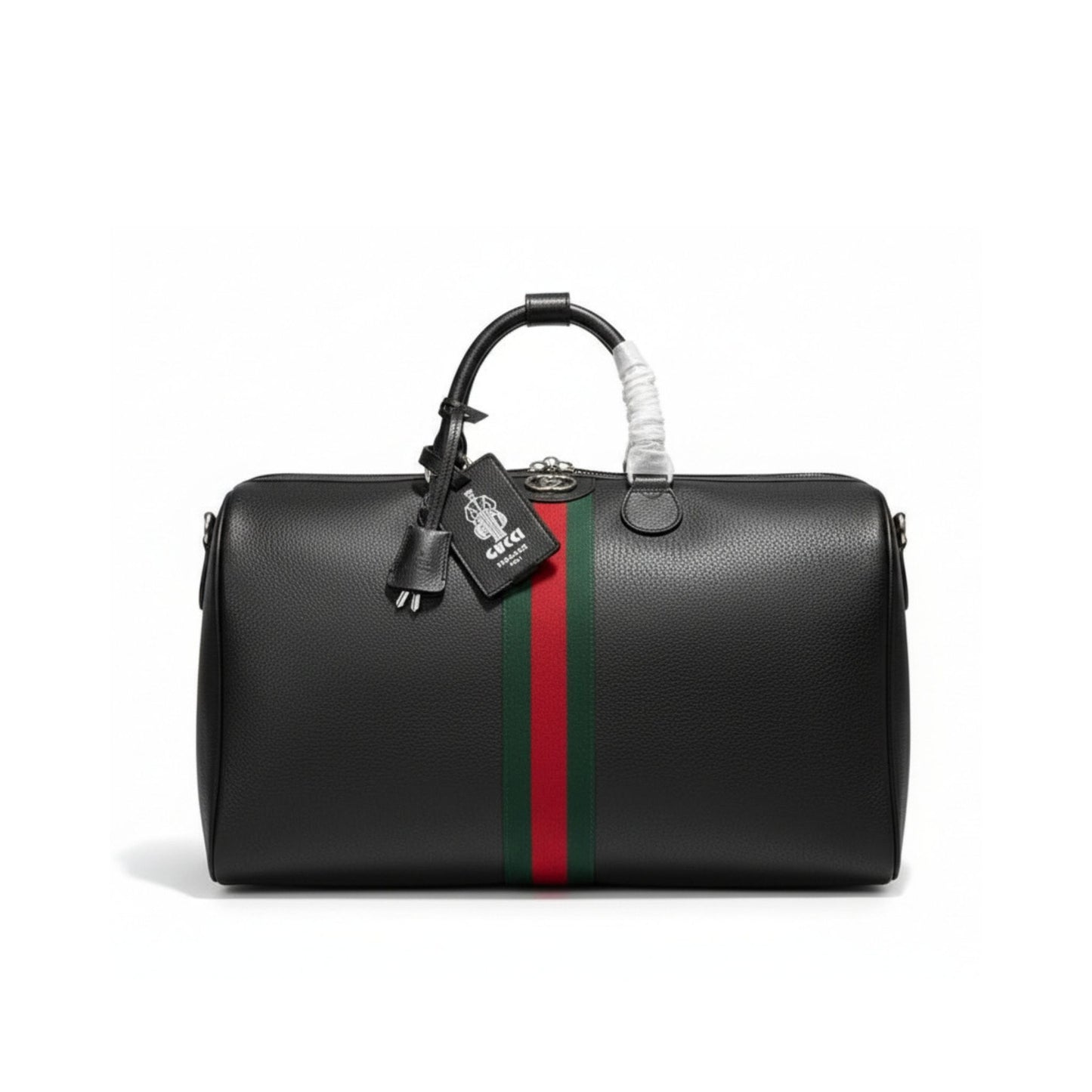 Gucci Web Trademark Medium Duffle Bag Black Leather
