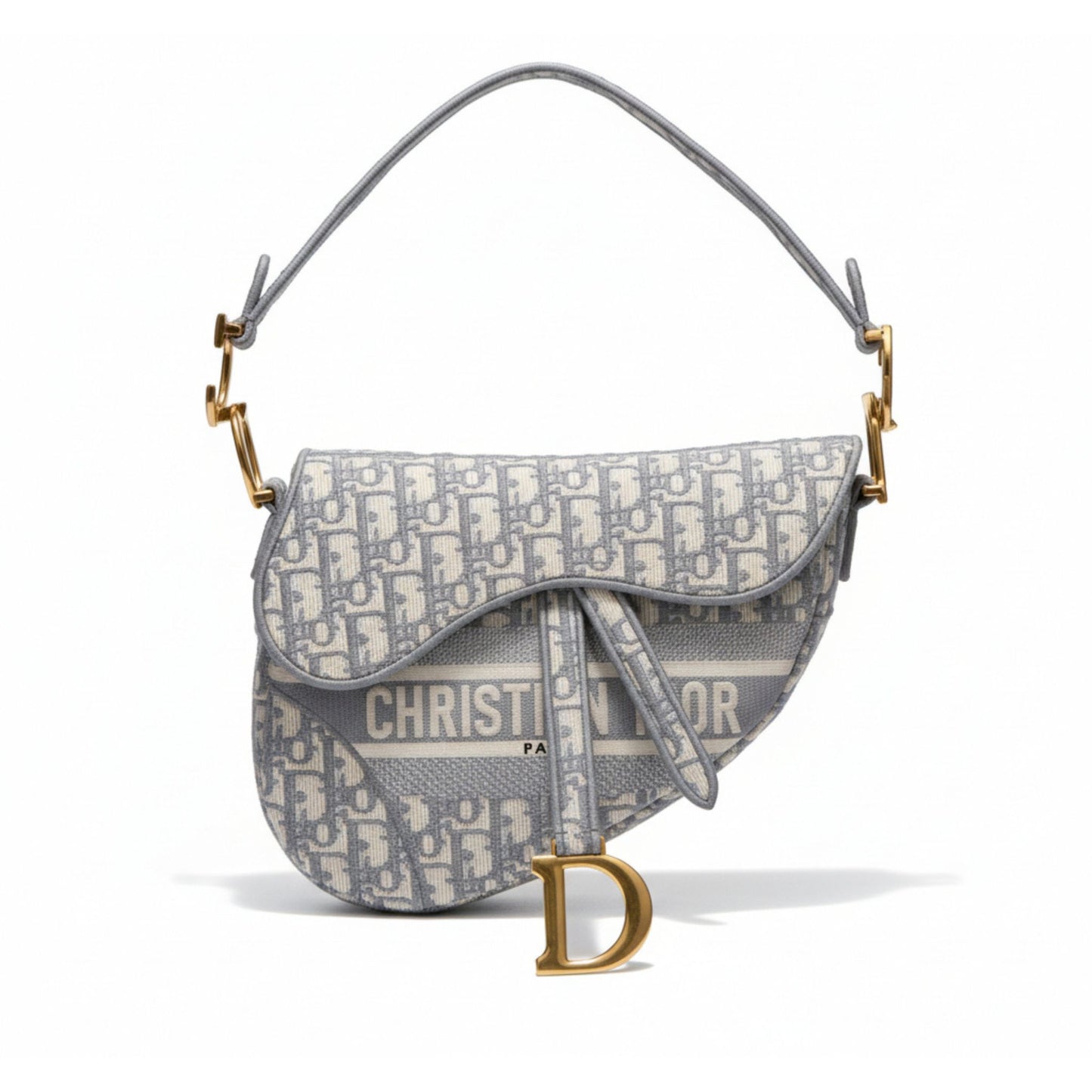 Saddle Bag Gray Dior Oblique Embroidery
