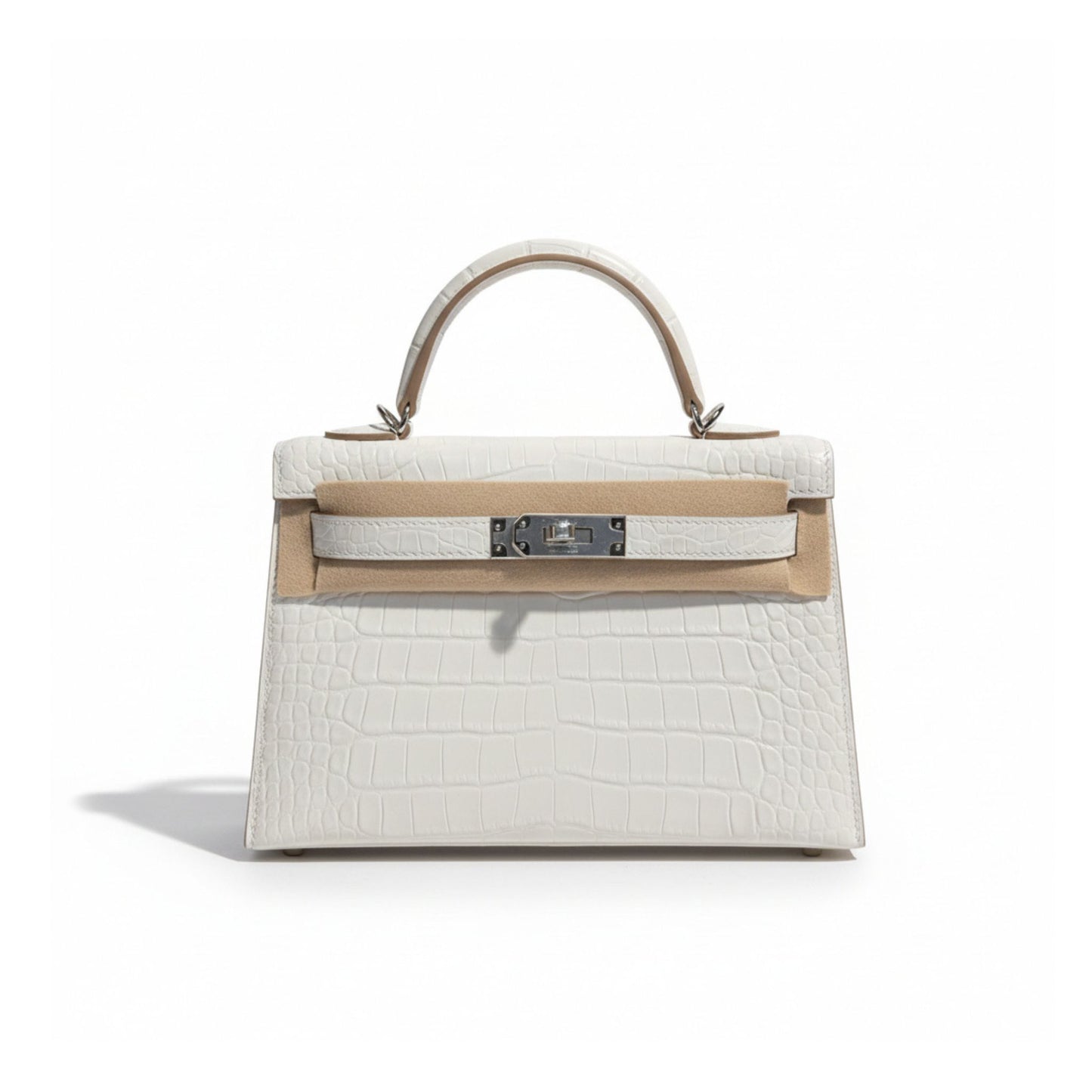 Mini Kelly 20 Nata Alligator Leather with Palladium Hardware