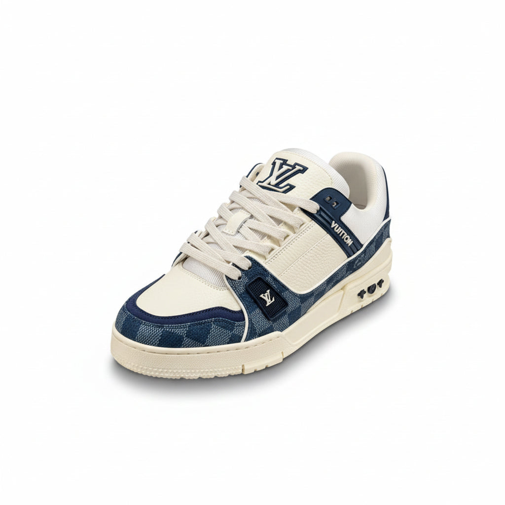 LV Trainer Sneakers – Blue/White Monogram Denim