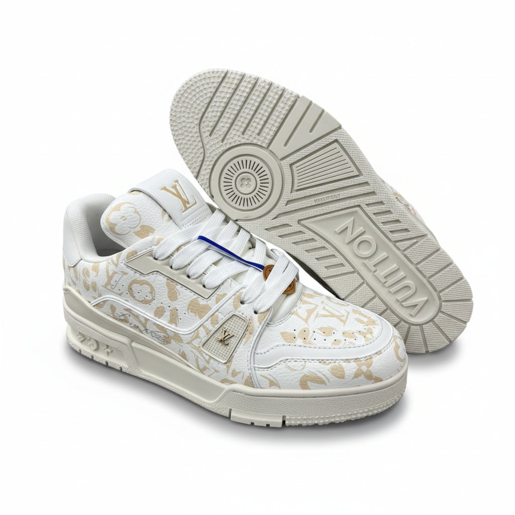 LV Trainer Sneakers β Beige Monogram Denim