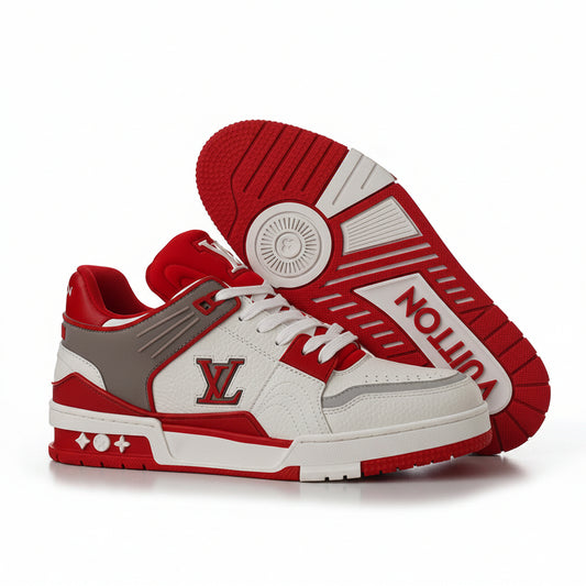LV Trainer Sneakers – Red/White/Grey