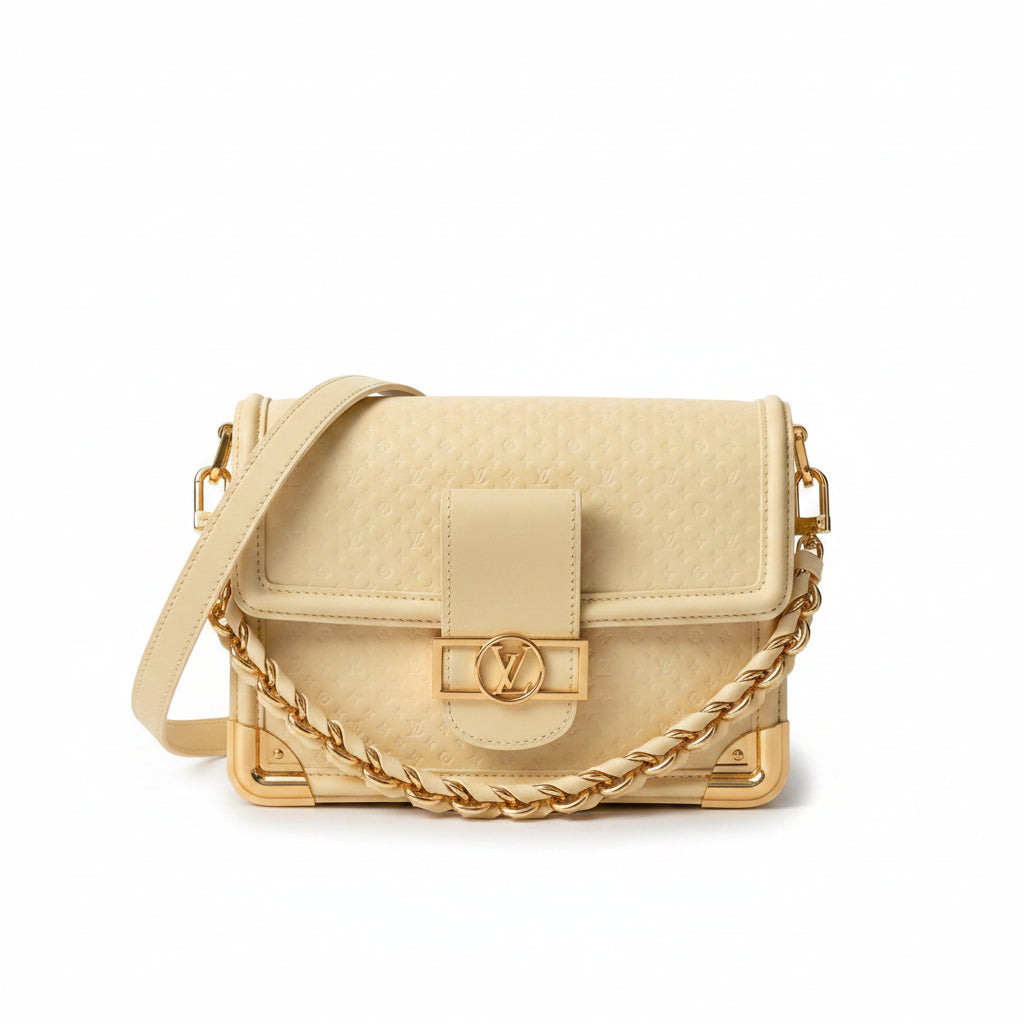 LV Dauphine Bag – Yellow Embossed Leather