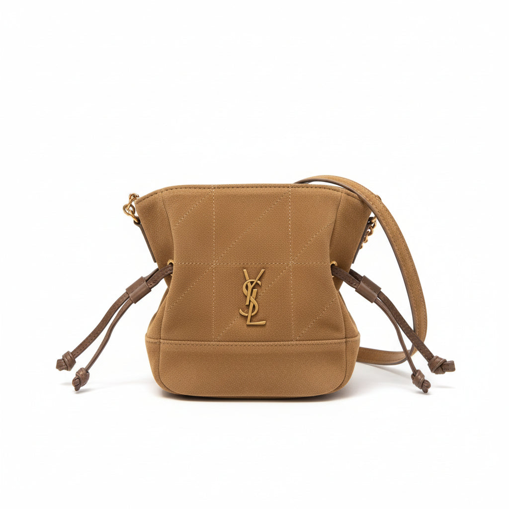 Mini Jamie Bucket Bag Suede Carré Rive Gauche Gold Hardware