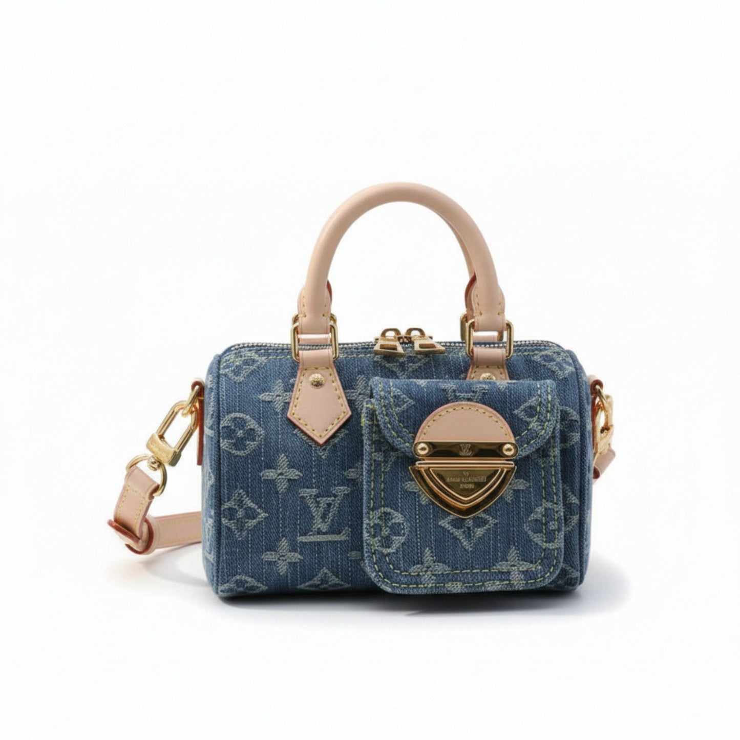 Nano Speedy Monogram Denim Blue Handbag