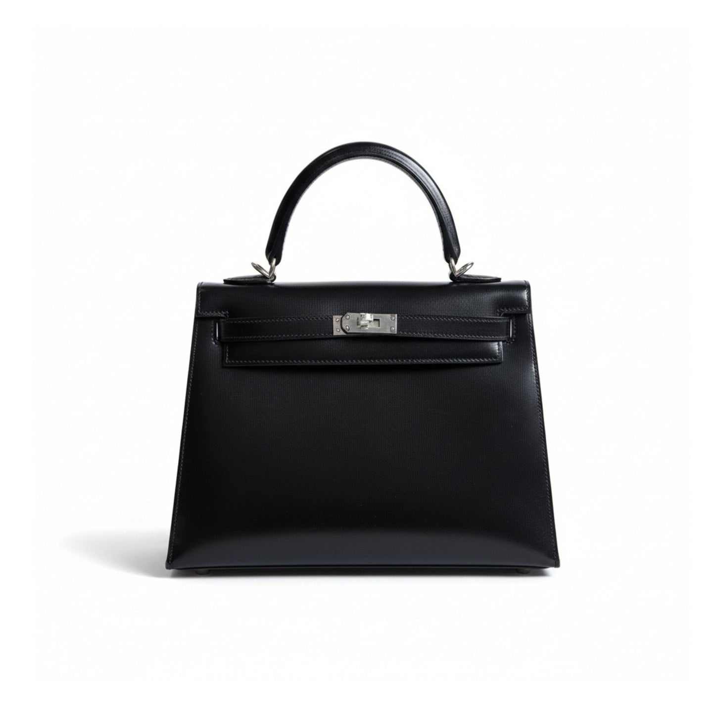 Kelly 25 Black Box Calf Leather with Palladium Hardware