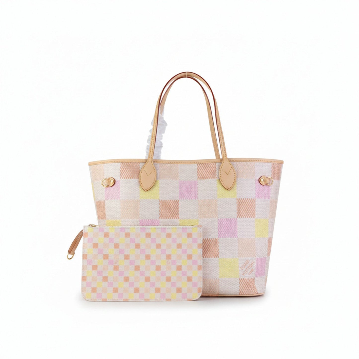 Neverfull MM Damierlicious Pastel Coated Canvas Tote Bag