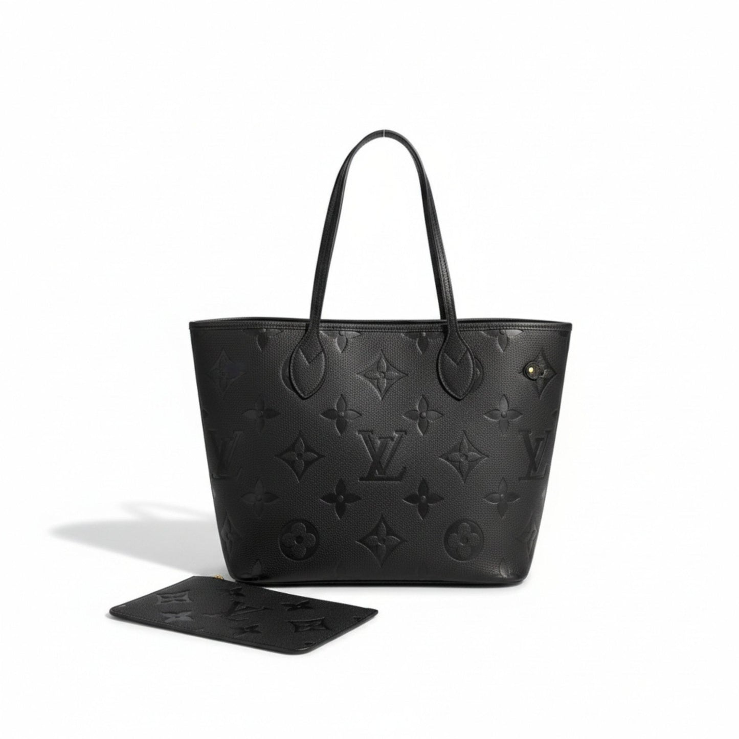 Neverfull MM Black Monogram Empreinte Leather Tote Bag