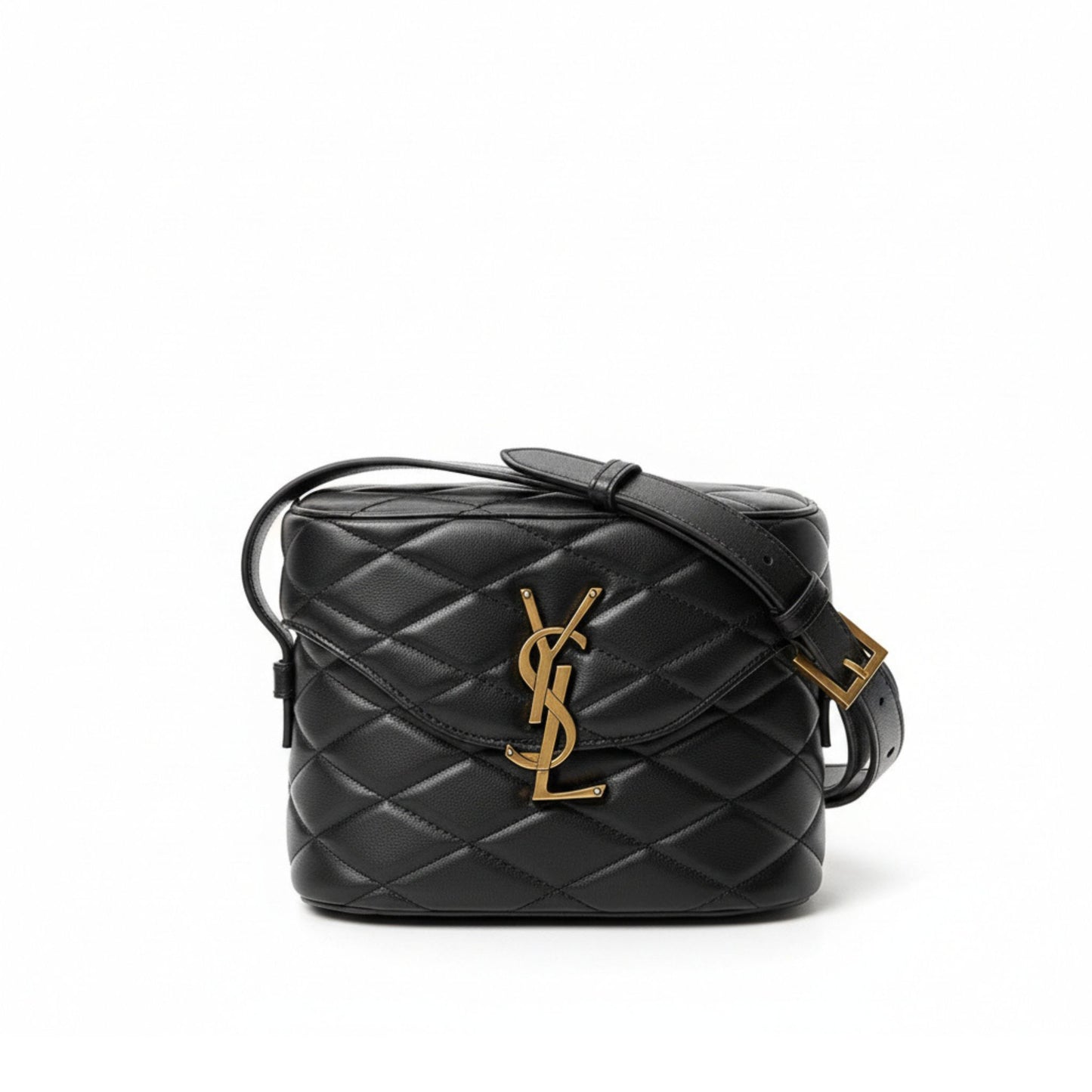 June Quilted Leather Shoulder Bag – Black