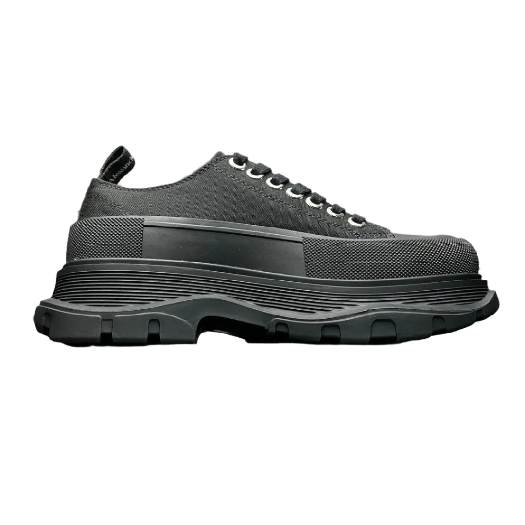 Alexander McQueen Tread Slick Lace-Up Leather Sneakers Black