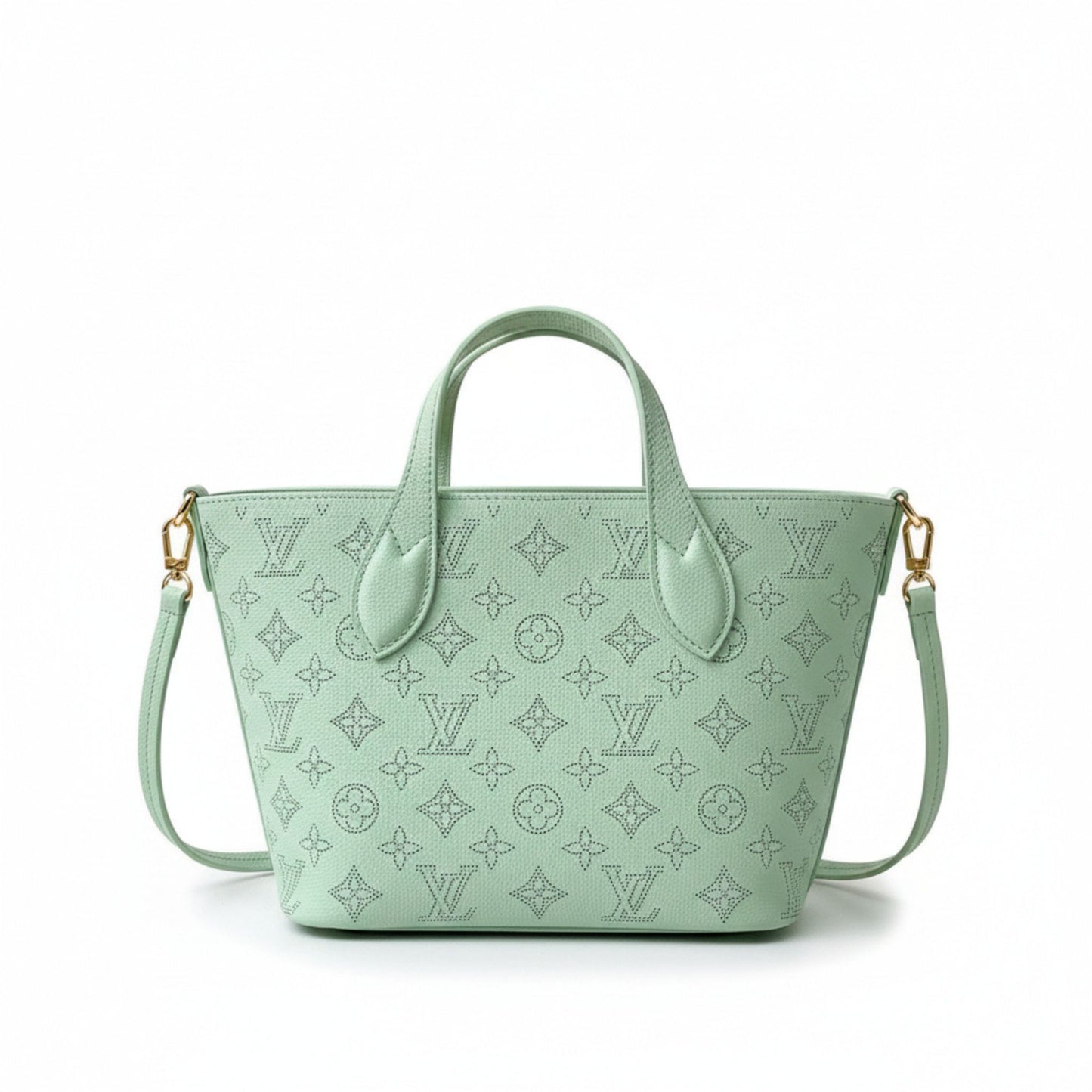 Blossom PM Jade Green Mahina Perforated Leather Tote Bag