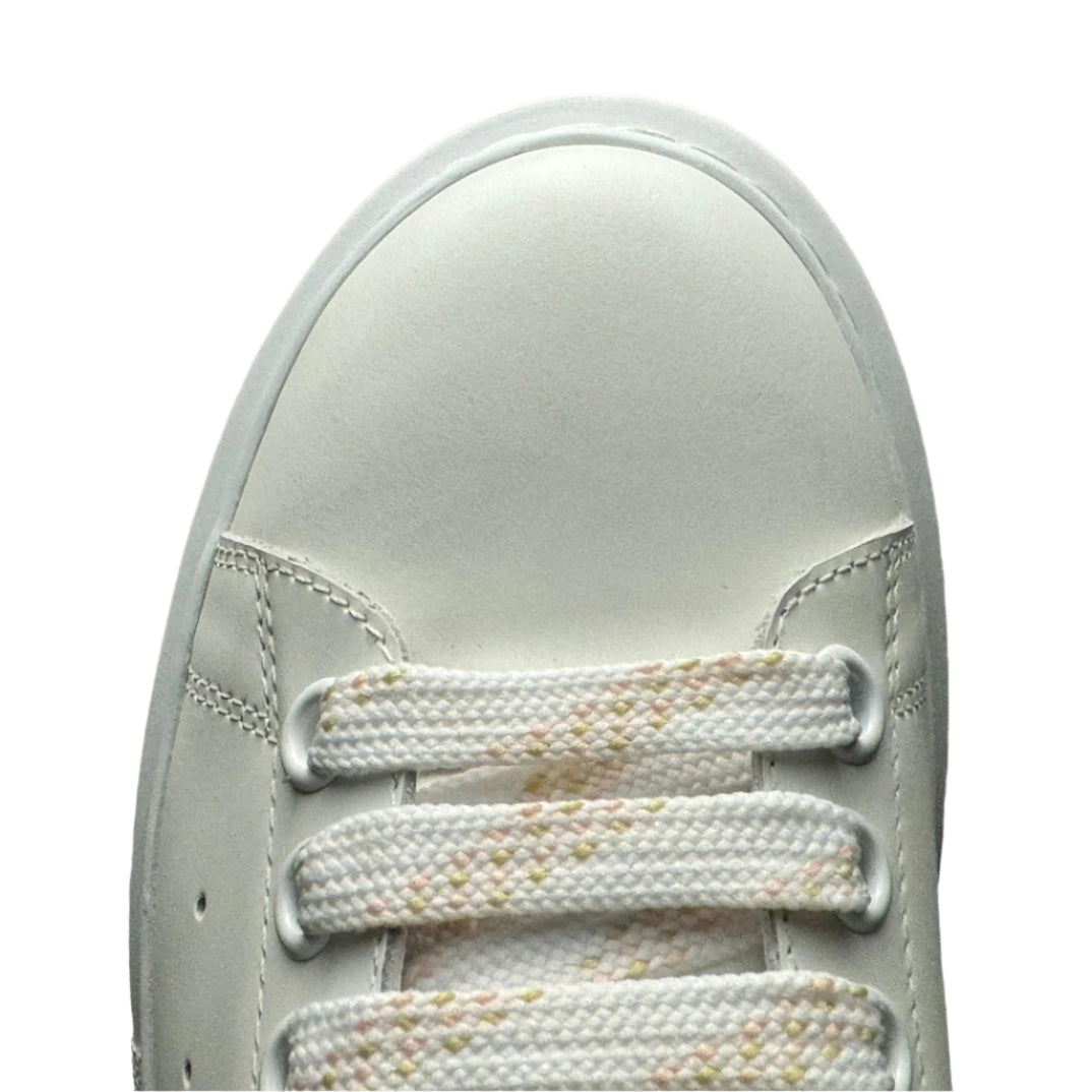 McQueen Pastel Accent Platform Trainers in White and Pink