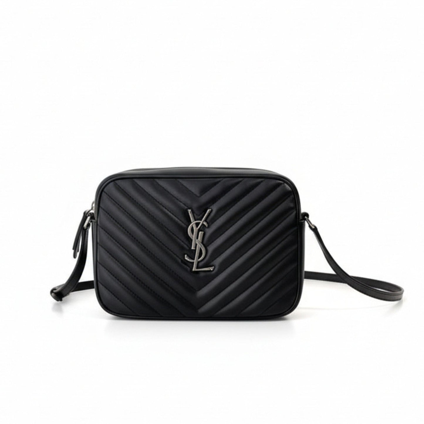 Lou Quilted Camera Bag Black Calf Leather