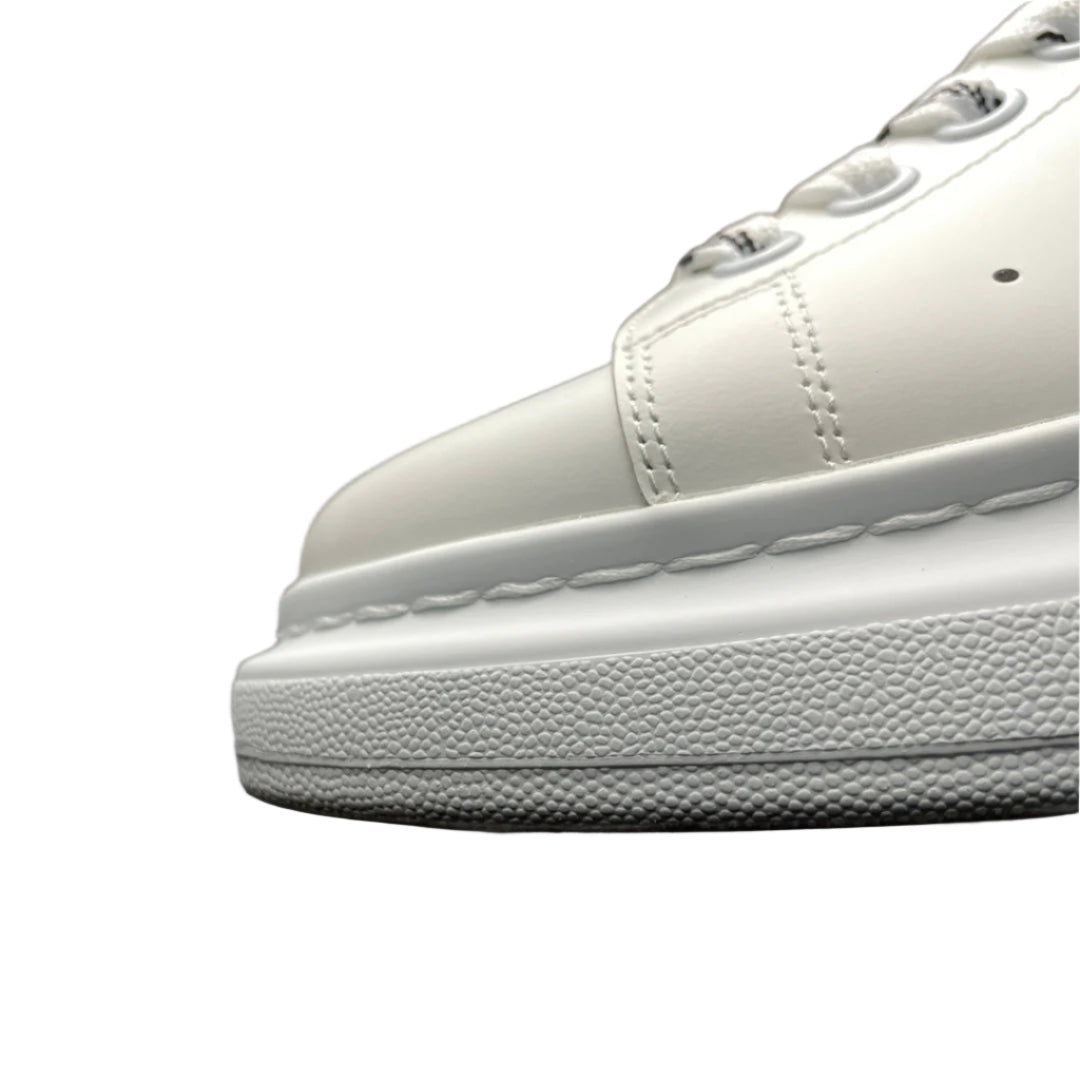 Low Top Chunky Sole Leather Trainers White Finish