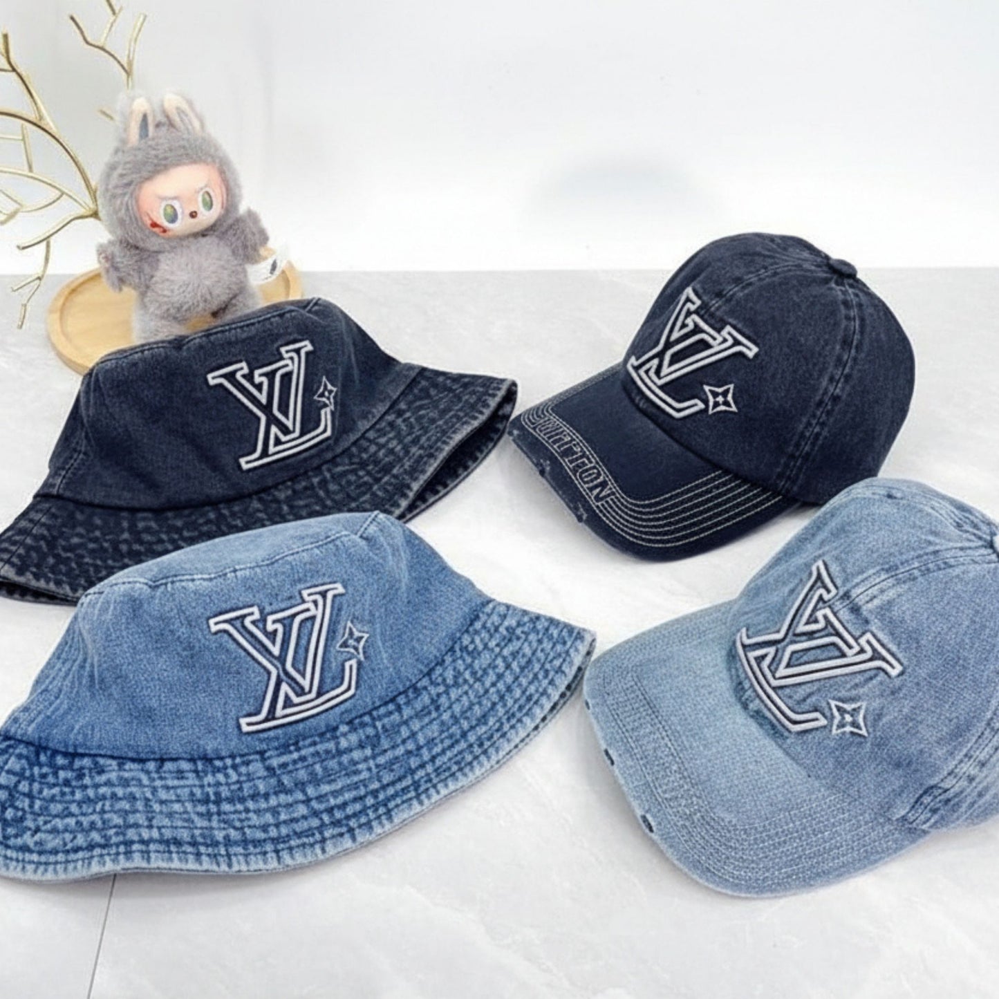 Louis Vuitton Denim Baseball Caps & Bucket Hats – Embroidered LV