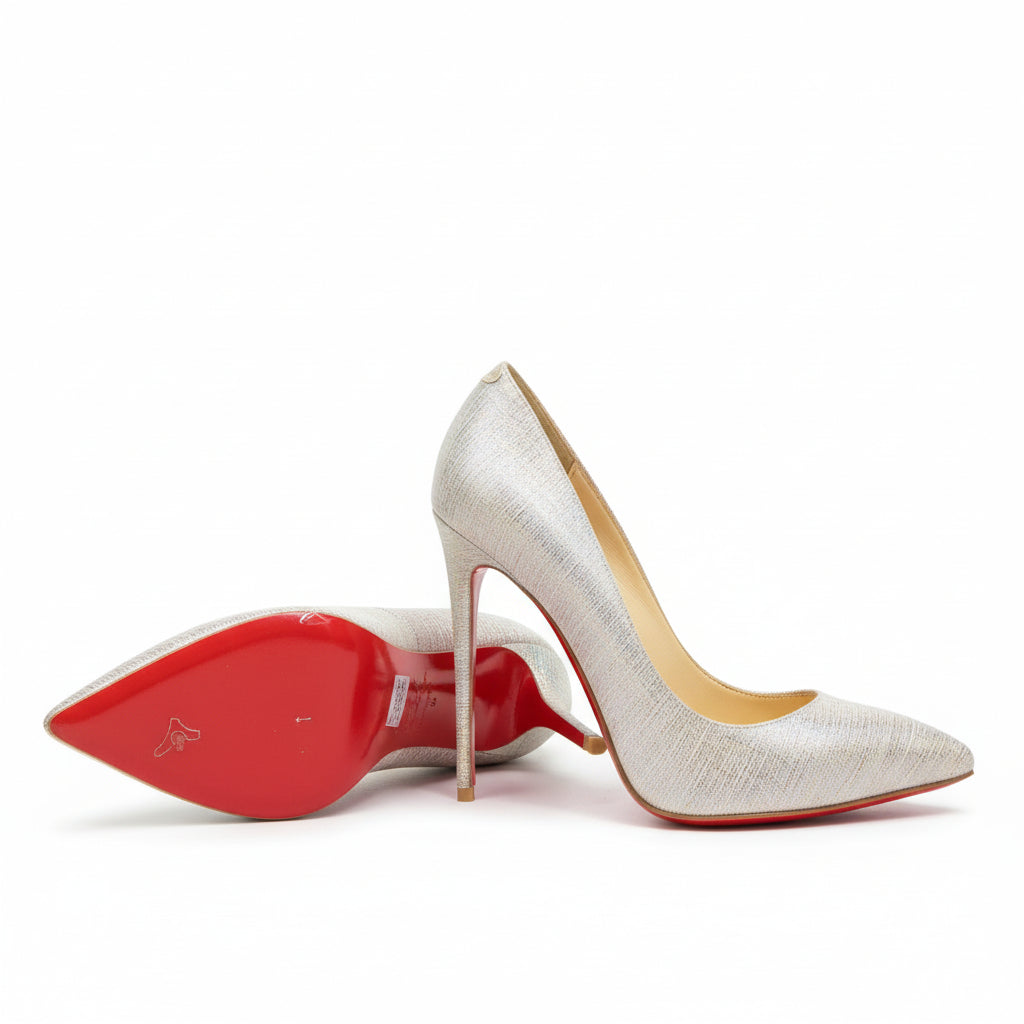 Louboutin Kate 85 Textured Pumps Beige