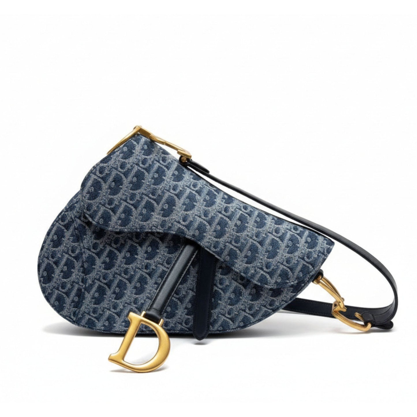 Saddle Bag Blue Oblique Jacquard with Strap