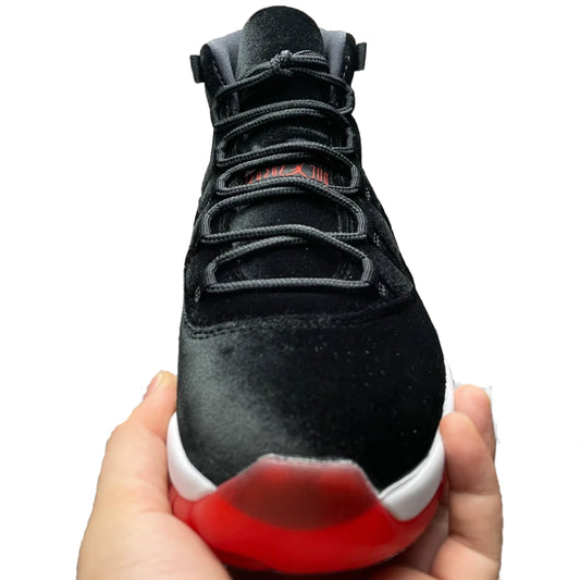 Nike Air Jordan 11 Retro Bred Velvet – Women’s Premium Leather High-Top Sneakers