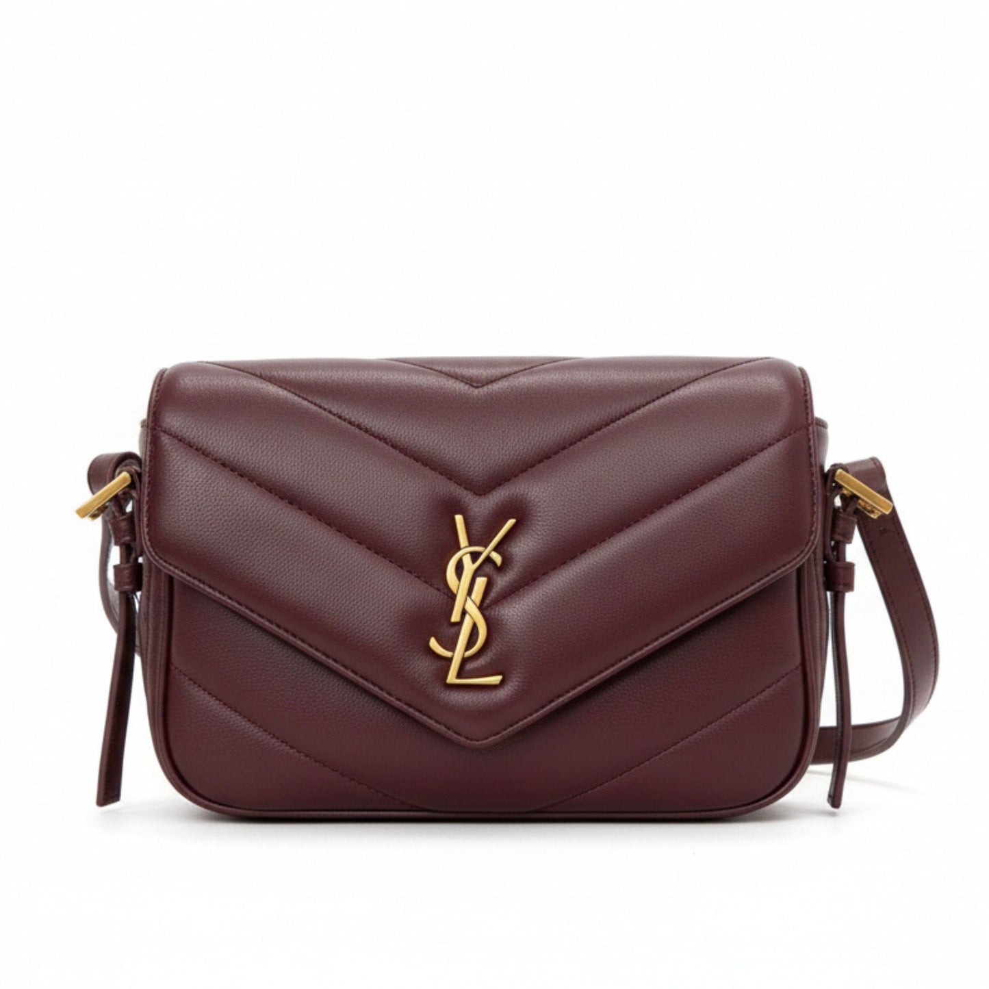 Loulou Toy Mini Matelassé Leather Crossbody Bag Burgundy