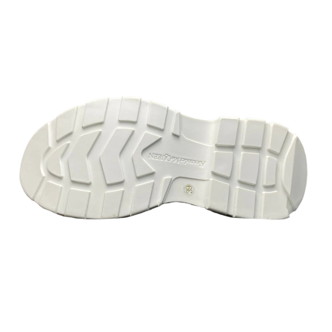 Alexander McQueen Two-Tone Lace-Up Leather Trainers White Blue