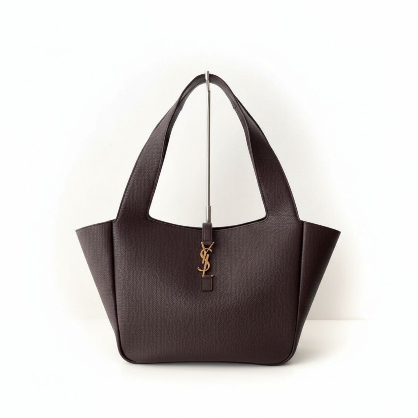 Le 5 À 7 Bea Dark Currant Grained Deerskin Leather Shoulder Tote Bag