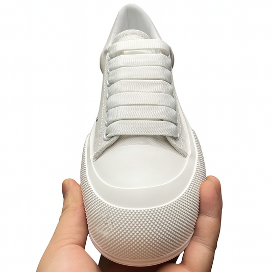 Alexander McQueen Deck Skate Plimsoll White – Designer Low-Top