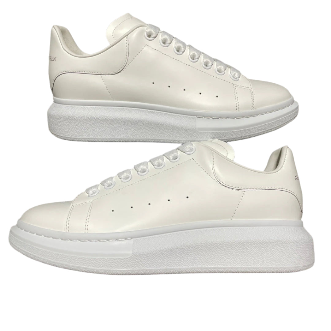 McQueen All-White Minimalist Platform Leather Sneakers