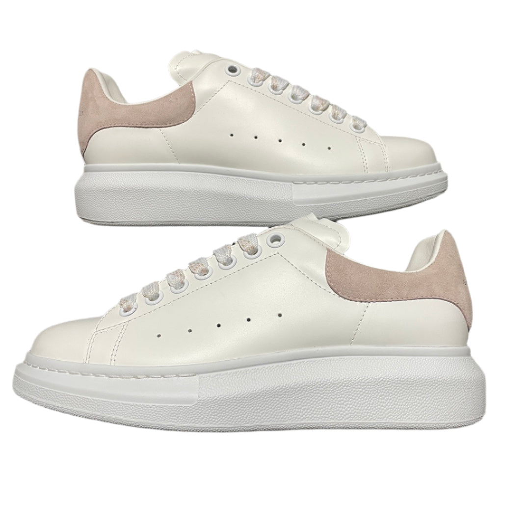 McQueen Pastel Accent Platform Trainers in White and Pink