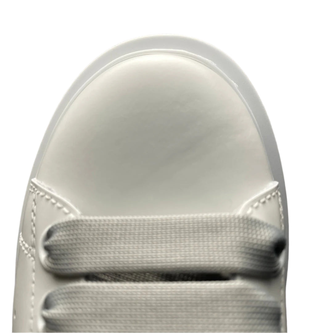 Chunky Sole Leather Trainers in White Opal Women