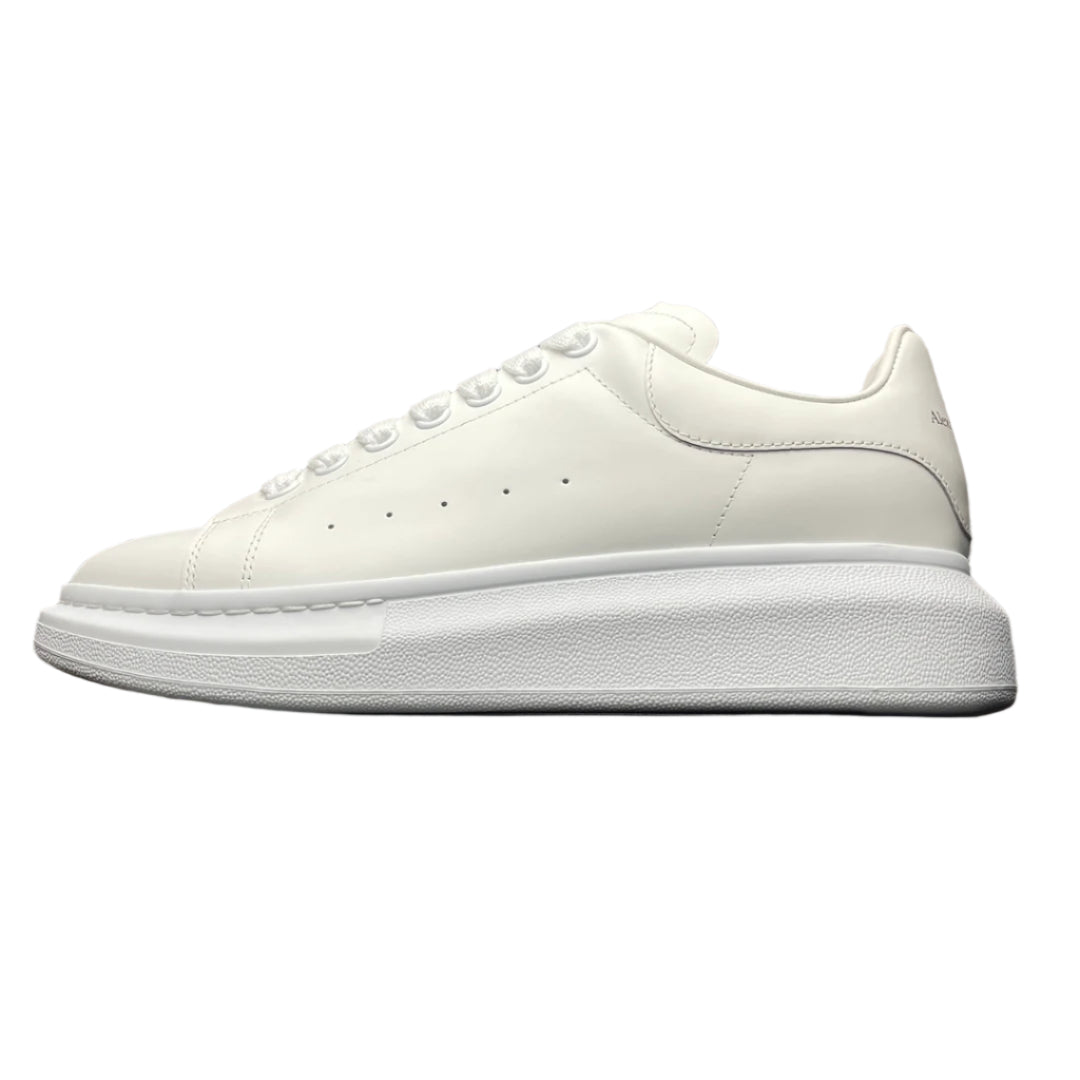 McQueen All-White Minimalist Platform Leather Sneakers