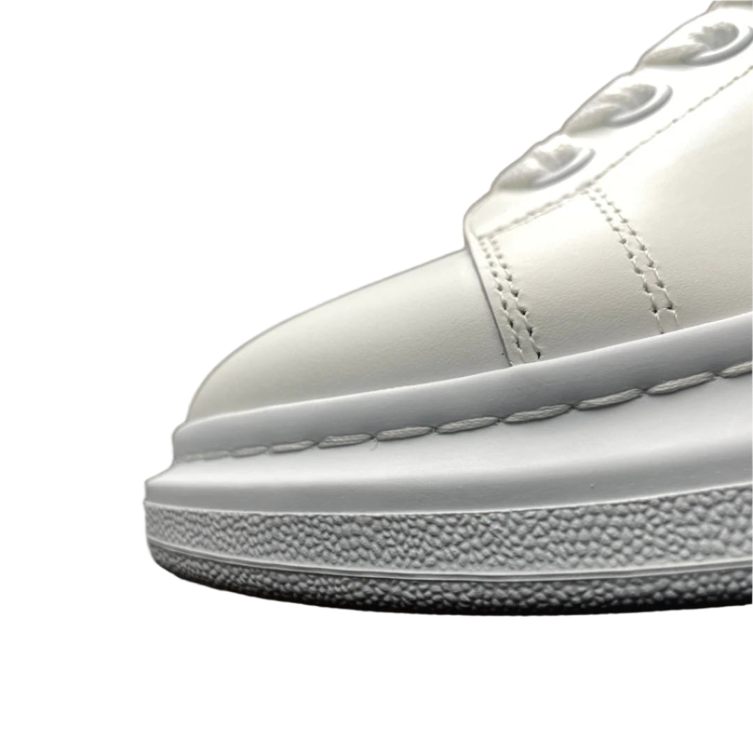McQueen All-White Minimalist Platform Leather Sneakers