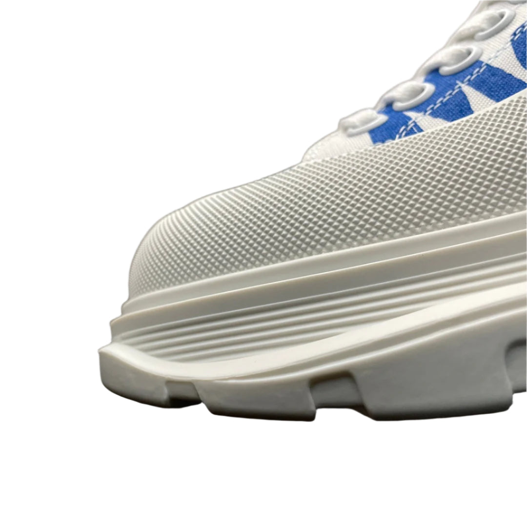 Alexander McQueen Two-Tone Lace-Up Leather Trainers White Blue