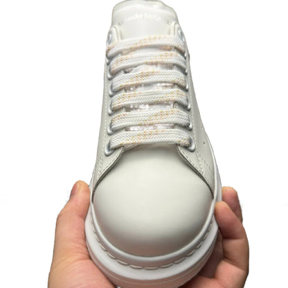 McQueen Pastel Accent Platform Trainers in White and Pink