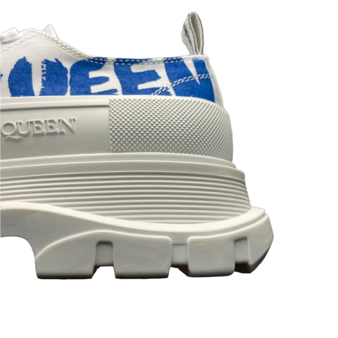 Alexander McQueen Two-Tone Lace-Up Leather Trainers White Blue