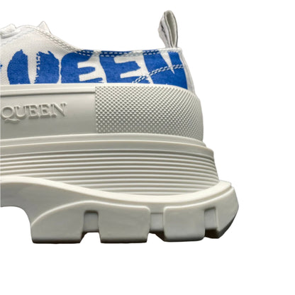 Alexander McQueen Two-Tone Lace-Up Leather Trainers White Blue