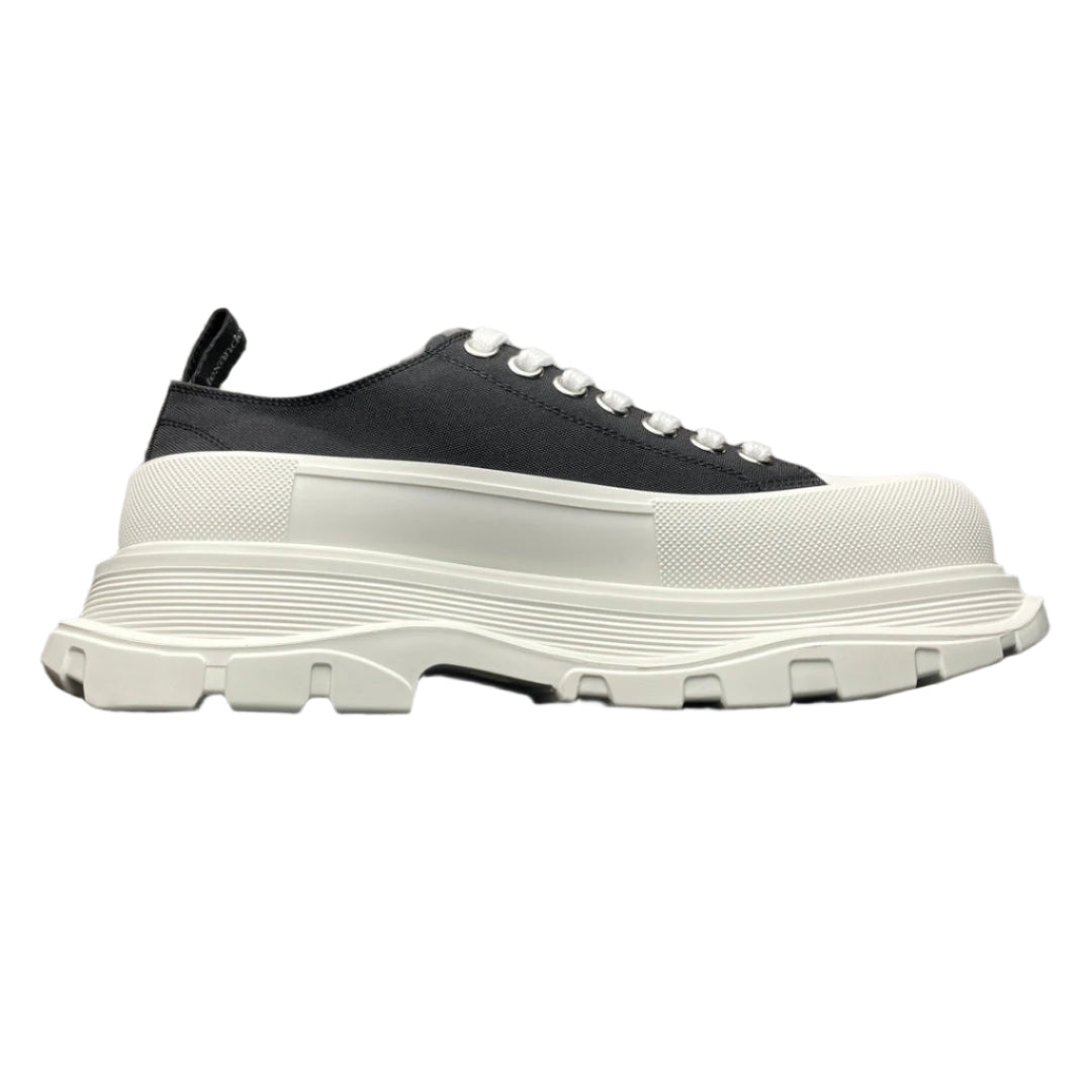 Alexander McQueen Tread Slick Lace-Up Leather Sneakers White Black