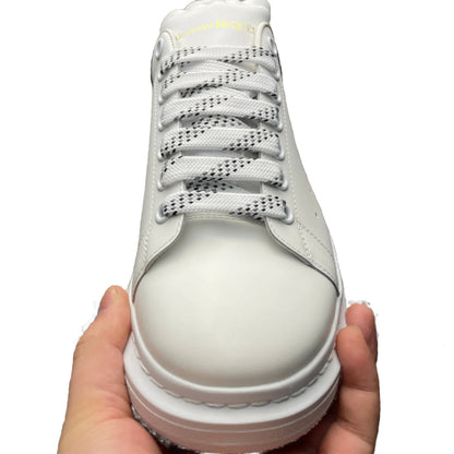 McQueen Elevated Sole Street Sneakers in White Black