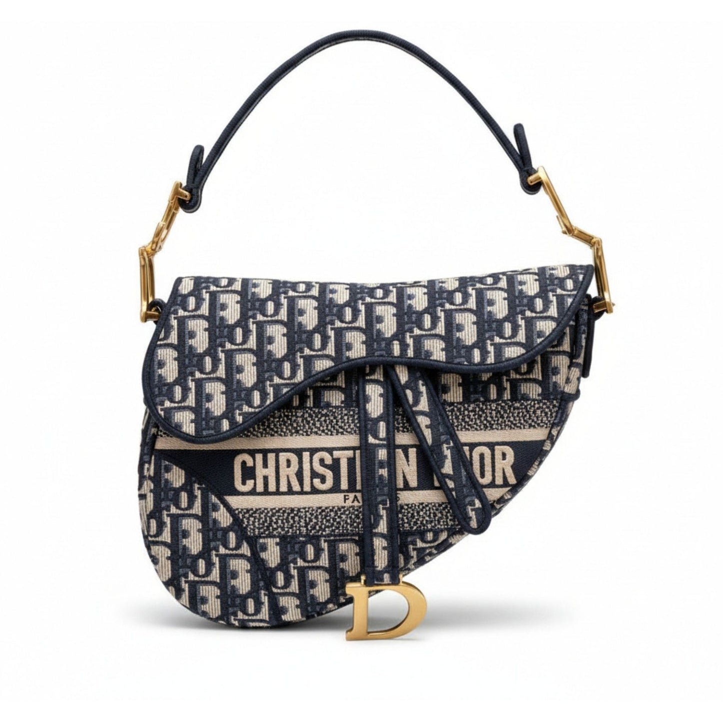 Saddle Bag Blue Oblique Embroidery