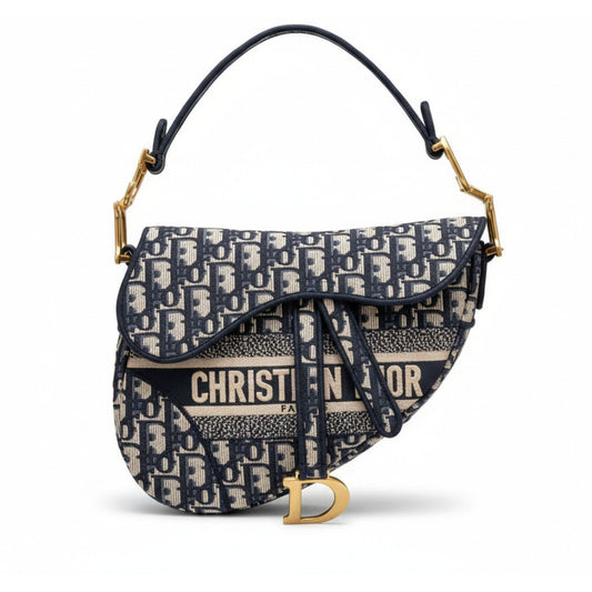 Saddle Bag Blue Oblique Embroidery