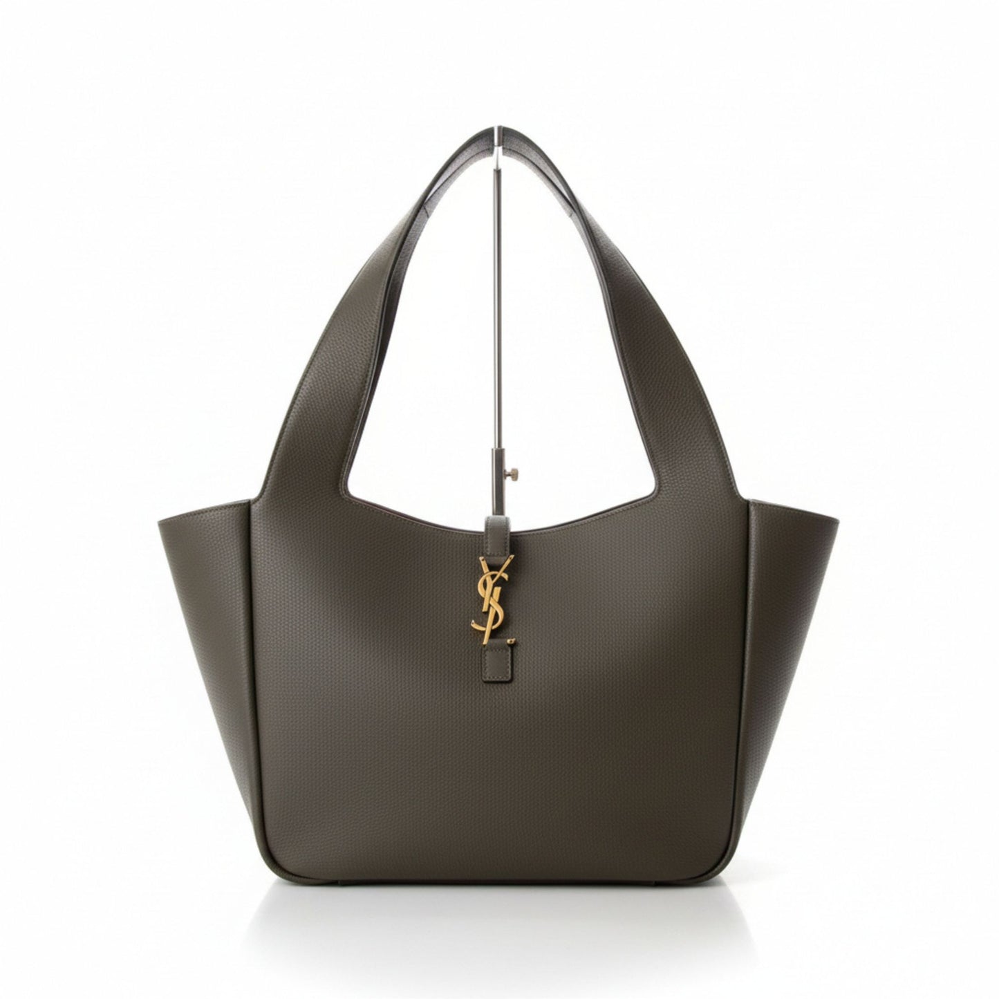 Le 5 À 7 Bea Green Grained Leather Shoulder Tote Bag