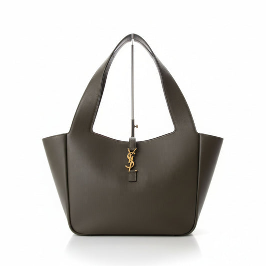 Le 5 À 7 Bea Green Grained Leather Shoulder Tote Bag
