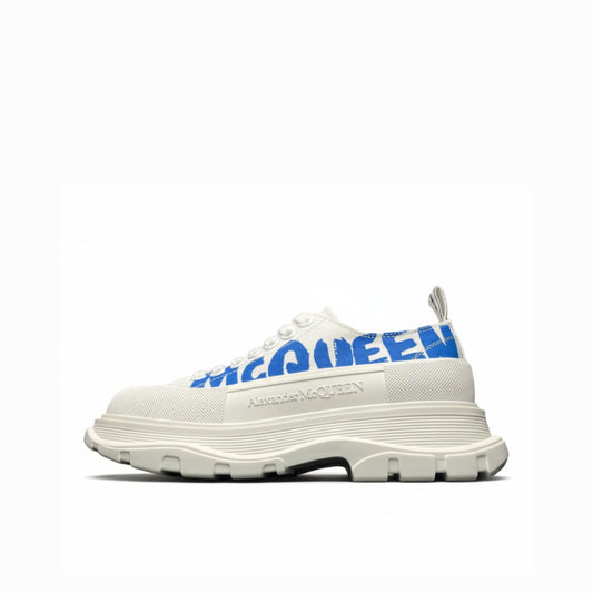 Alexander McQueen Two-Tone Lace-Up Leather Trainers White Blue