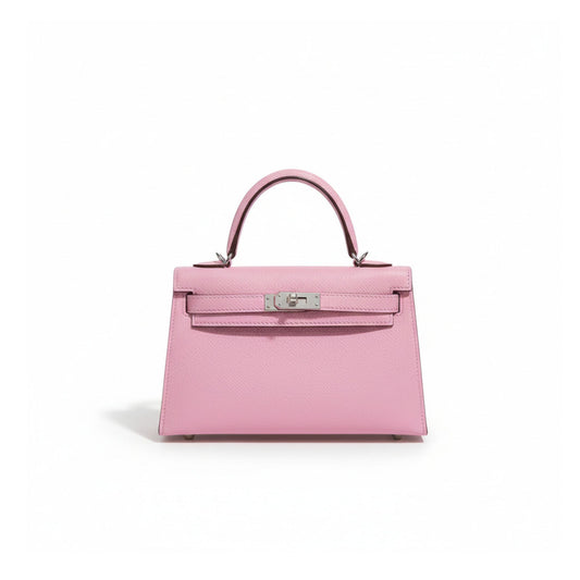 Mini Kelly Sellier 20 Mauve Sylvestre Epsom Leather with Palladium Hardware