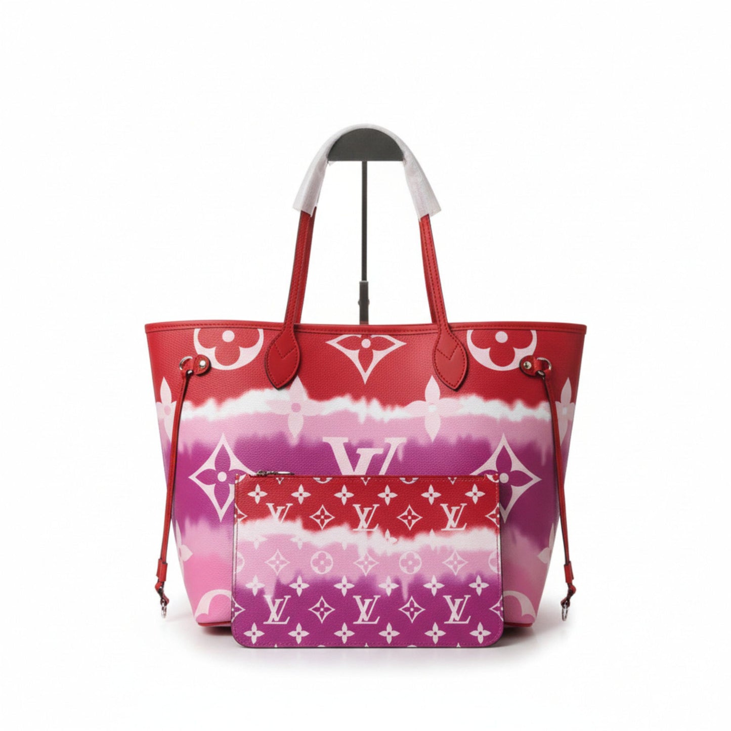 Neverfull MM Escale Tie-Dye Canvas Red Pink Tote Bag
