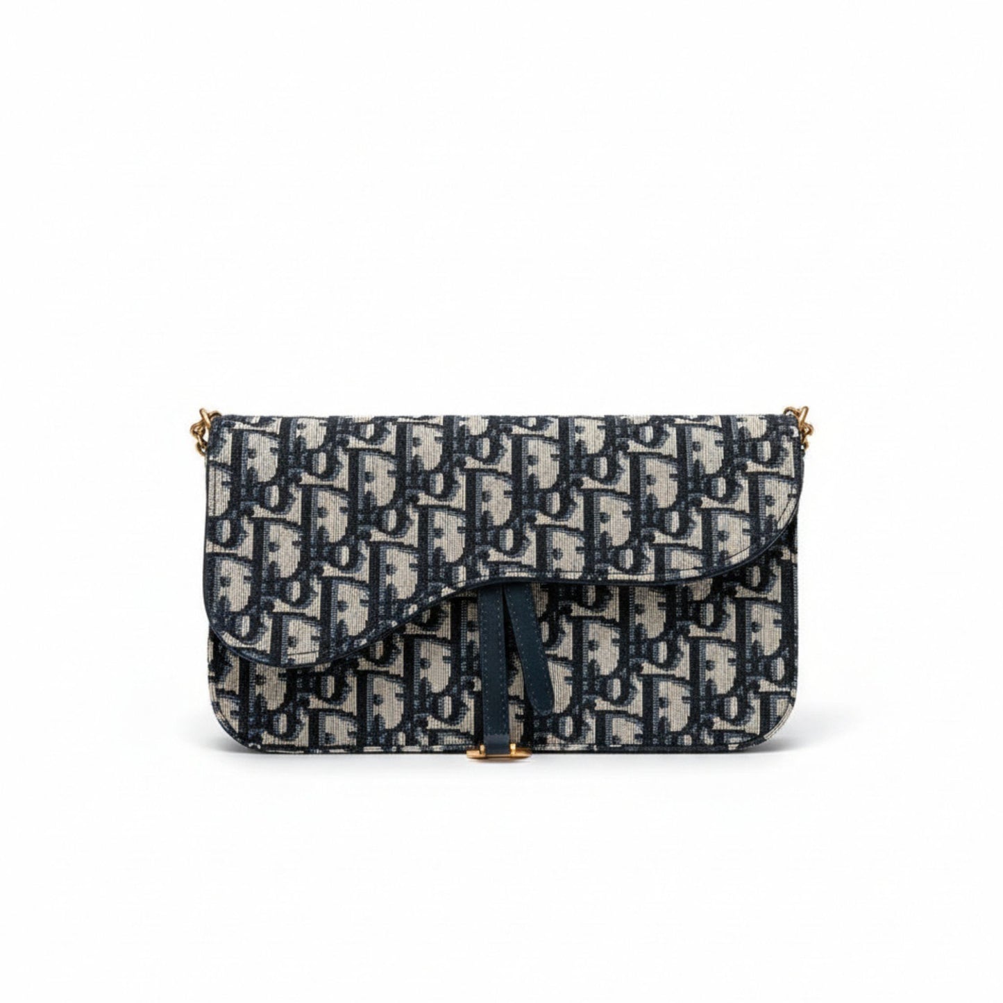 Saddle Pouch Blue Oblique Jacquard with D Charm