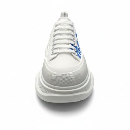 Alexander McQueen Two-Tone Lace-Up Leather Trainers White Blue