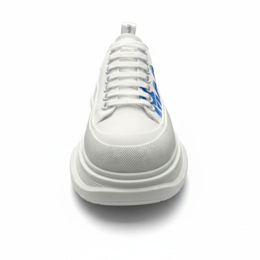 Alexander McQueen Two-Tone Lace-Up Leather Trainers White Blue