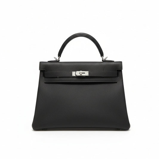 Hermès Kelly Bag Black Leather with Palladium Hardware